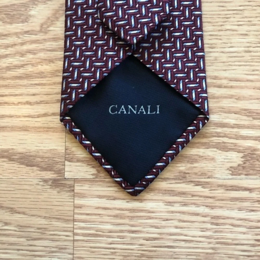 Canali Red Geometric Tie